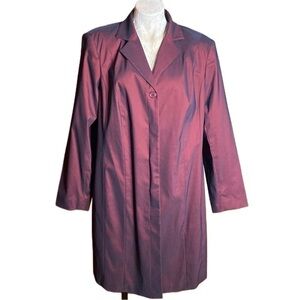 Venezia Jean's Brand Burgundy long Jacket trench Coat Sz 16